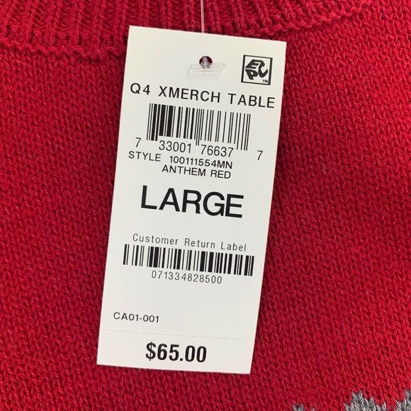 Club Room Mens Fair Isle Crewneck Pullover Sweater Red L - Picture 3 of 4